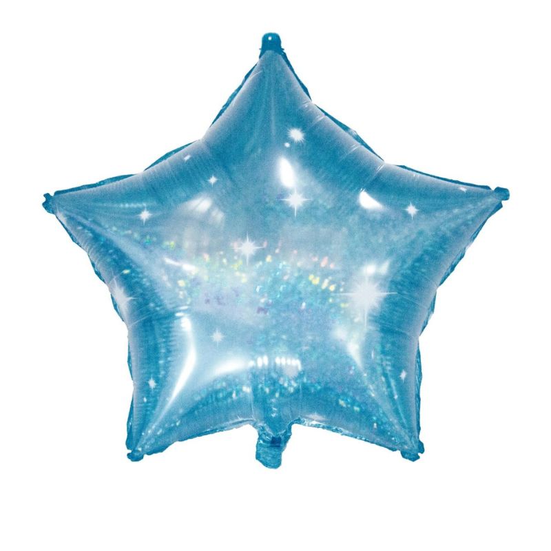 Stern Folienballon Blau Irisierend