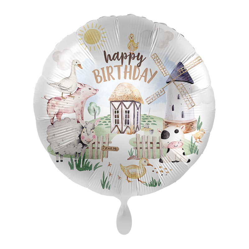 Bauernhof Happy Birthday Folienballon - Rund