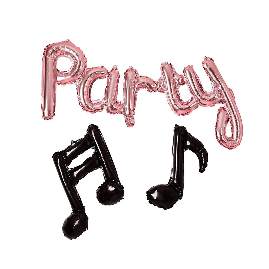 Musiknoten & Party Ballon Schriftzug Roségold