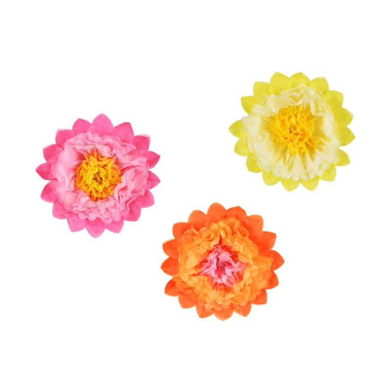 Blumen Pompons / Orange / Gelb / Pink