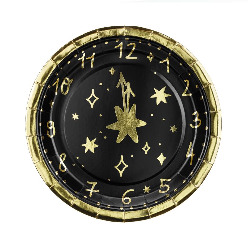 Uhr Party Teller / Schwarz / Silvester