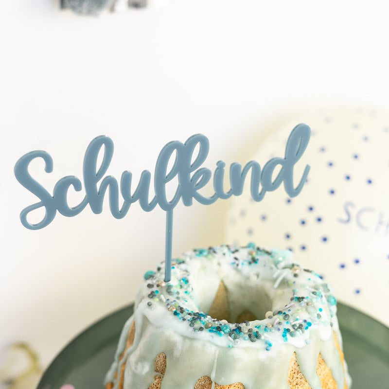 Schulkind Cake Topper Schriftzug Dunkellblau
