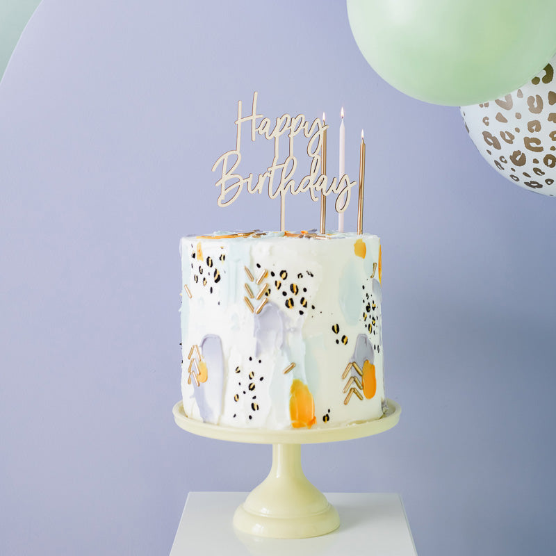 Happy Birthday Cake Topper Holz