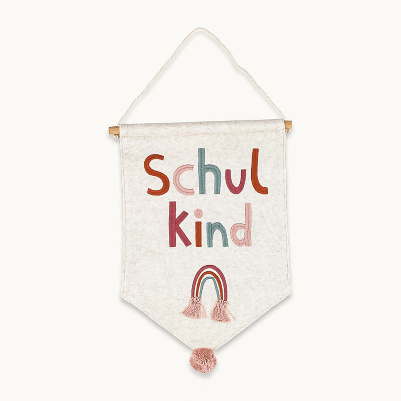 Schulkind Wimpel Regenbogen Rosa - Stoff