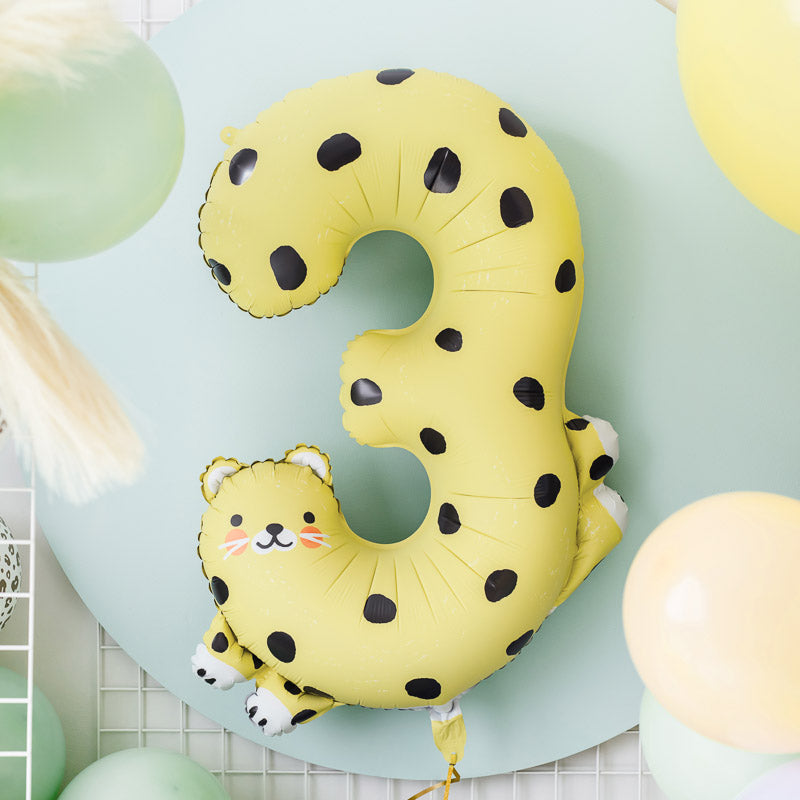 Zahlen Folienballon 3 - Leopard