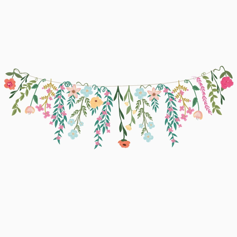 Zauberhafte Blumen Girlande aus Papier für den Kindegeburtstag – Printfetti