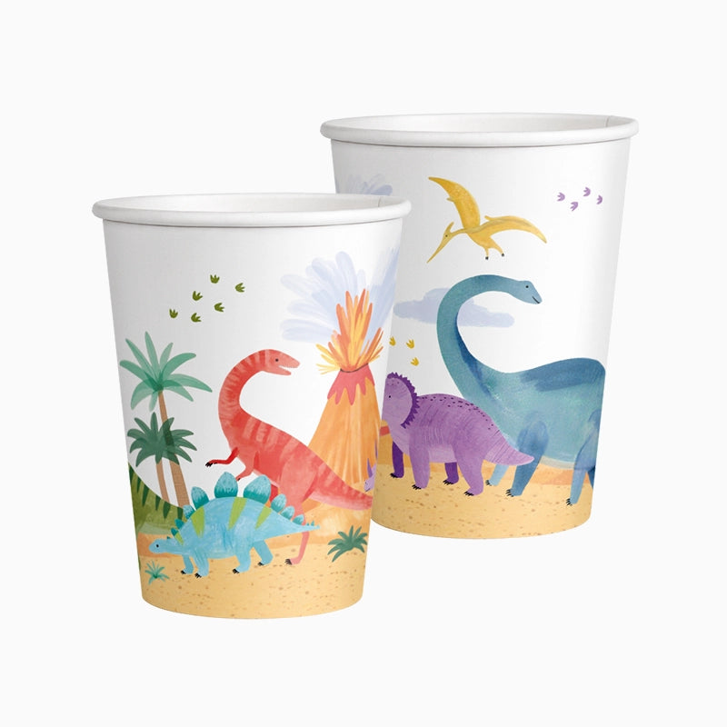 Dinosaurier Party Becher / Bunt (10 Stück) für den Kindergeburtstag – Printfetti
