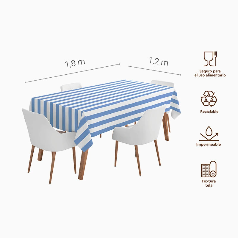 Streifen Tischdecke / Blau / Kunststoff (120 x 180 cm) – Printfetti