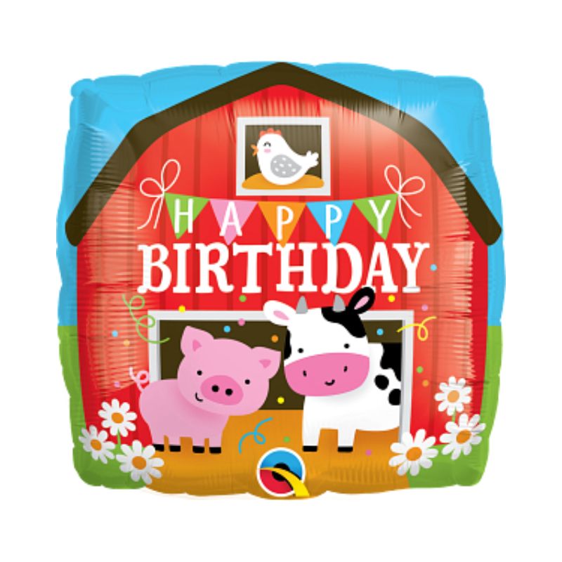 Bauernhof Happy Birthday Folienballon - eckig