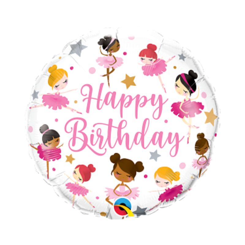 Happy Birthday Ballerina Folienballon - Rund