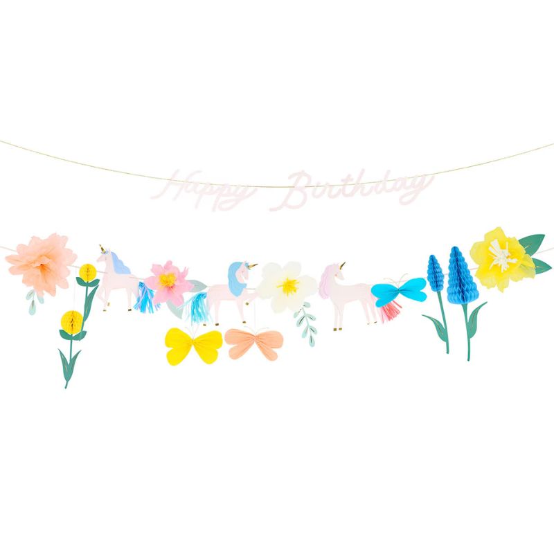 Blumen Einhorn Girlande / Happy Birthday Girlande