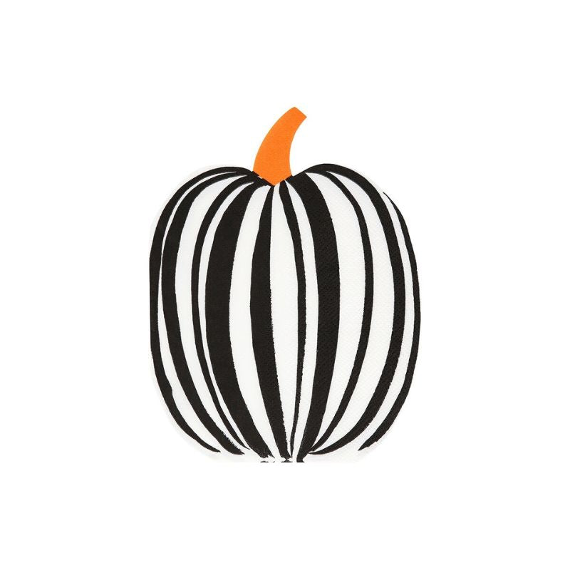 Kürbis Servietten / Gestreift / Orange-Schwarz 