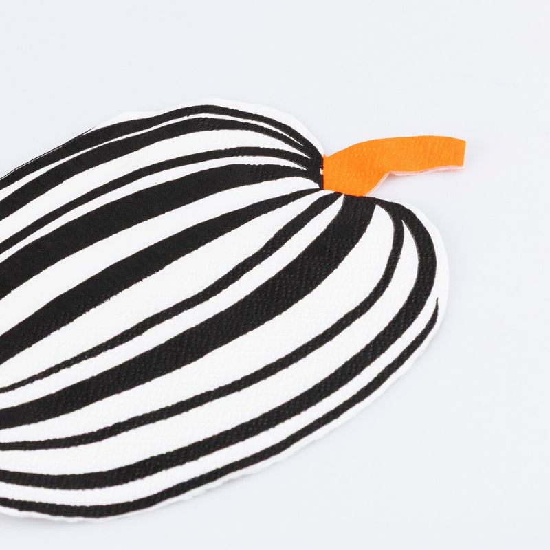 Kürbis Servietten / Gestreift / Orange-Schwarz 