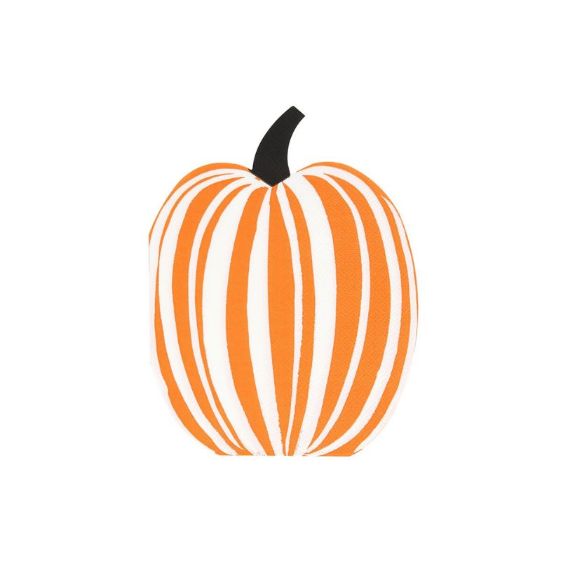 Kürbis Servietten / Gestreift / Orange-Schwarz 