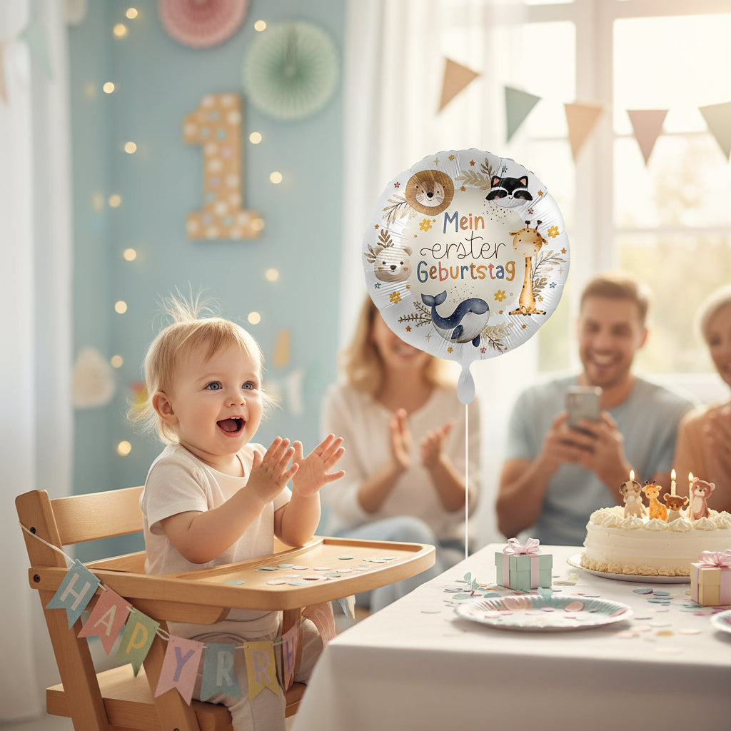 erster geburtstag ballon mit tieren