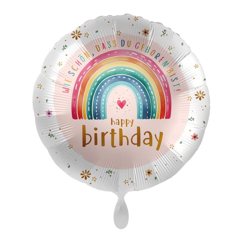 Bunter Regenbogen Folienballon / Happy Birthday / Rund