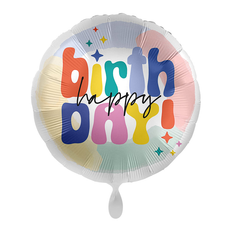 Happy Birthday Folienballon / Bunt / Rund