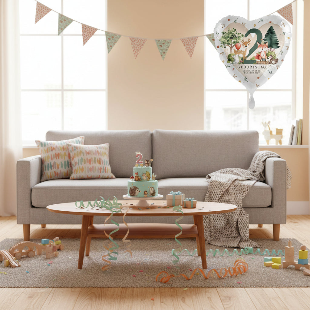 waldtiere ballon herz 2. geburtstag