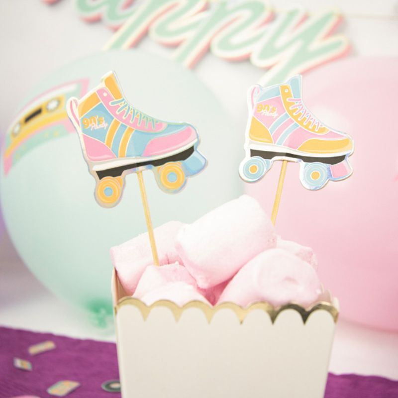 Retro Rollschuh Cupcake Topper 