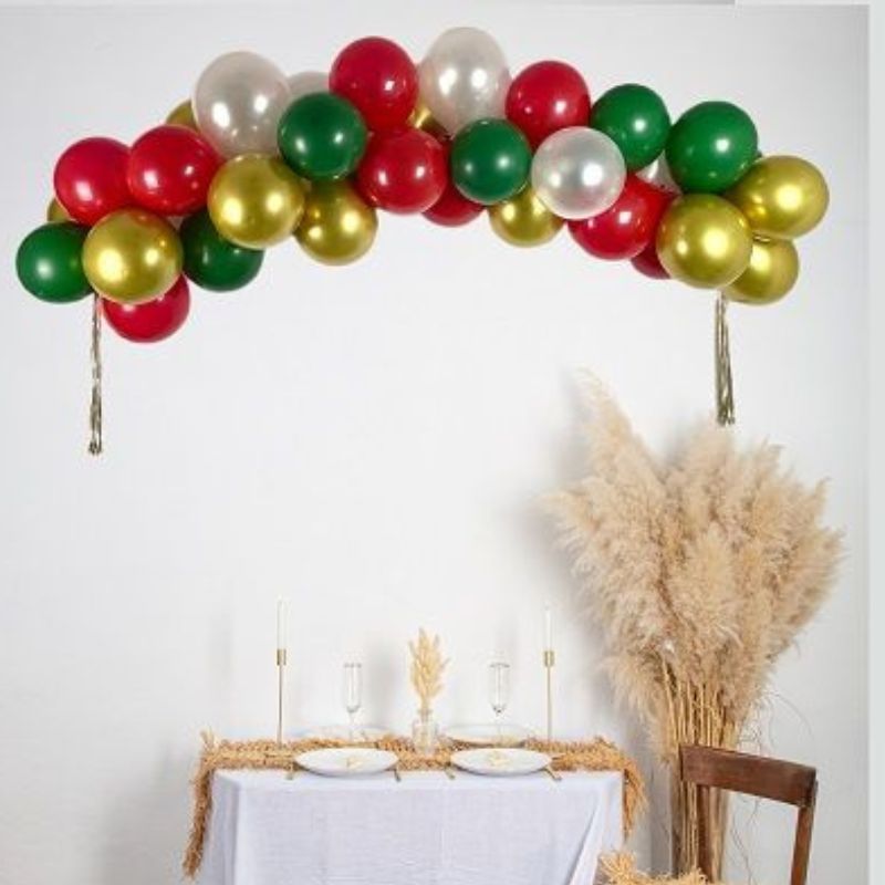 Ballongirlande DIY Set / Rot-Grün-Gold