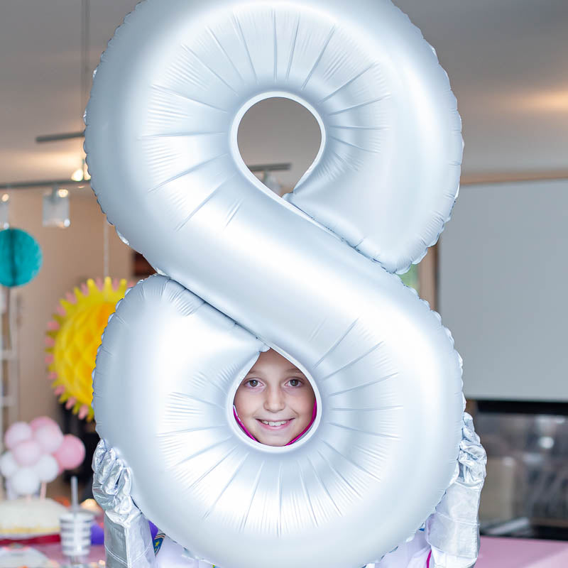 zahlen ballon silber