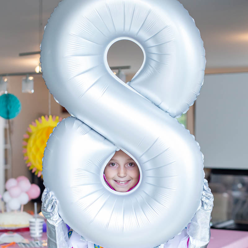 Zahlen Folienballon Matt Silber 