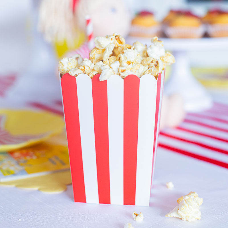 Popcorn Tüten / Streifen / Rot-Weiß (6 Stück) – Printfetti