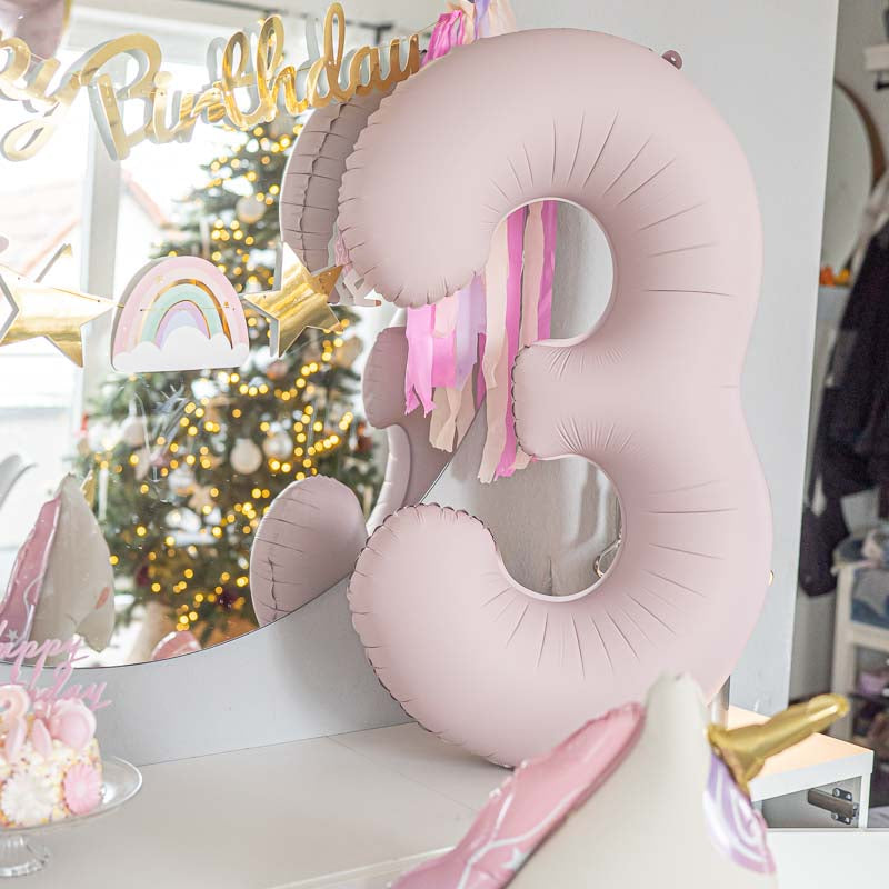 Zahlen Folienballon Blush Rosa