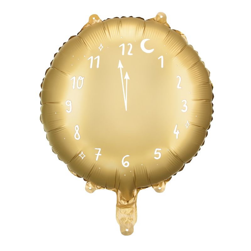 Uhr Folienballon / Gold / Silvester