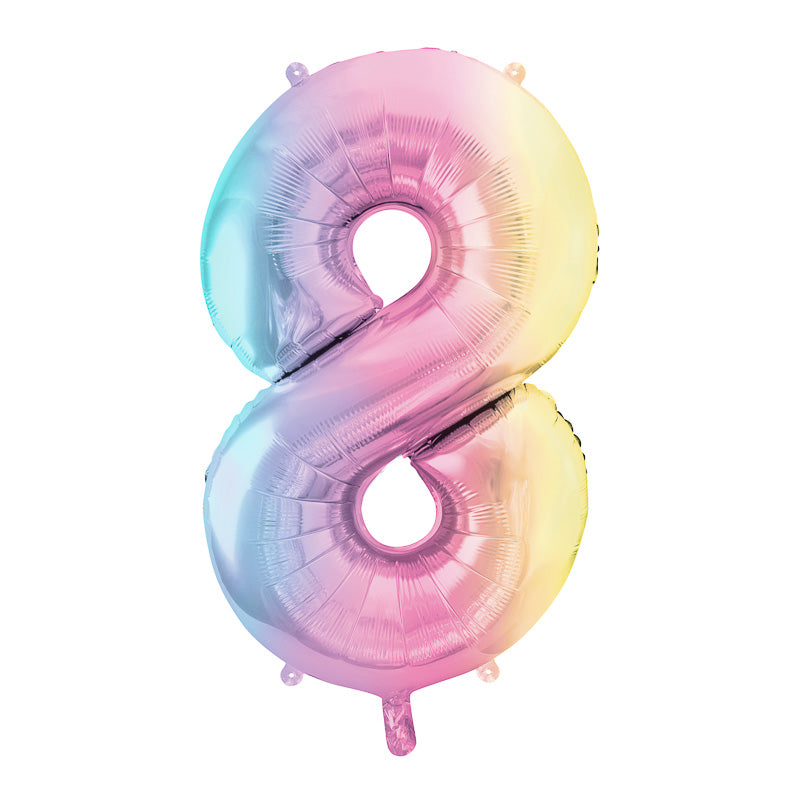 Regenbogen Zahlen Folienballon / Pastell