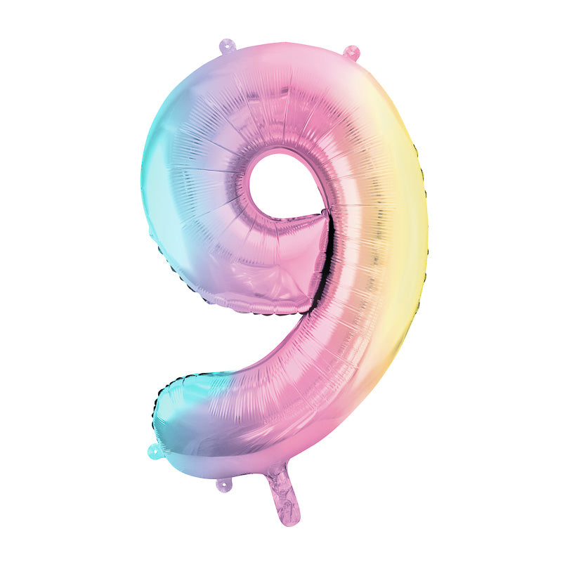 Regenbogen Zahlen Folienballon / Pastell