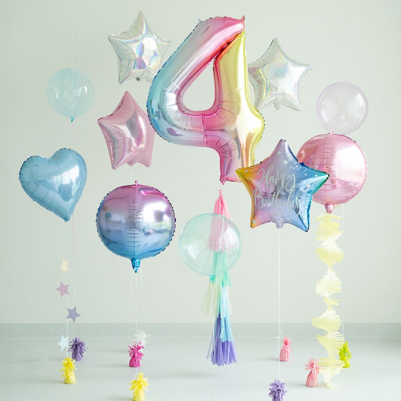 Regenbogen Zahlen Folienballon / Pastell