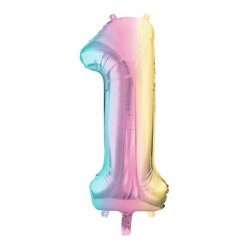 Regenbogen Zahlen Folienballon / Pastell