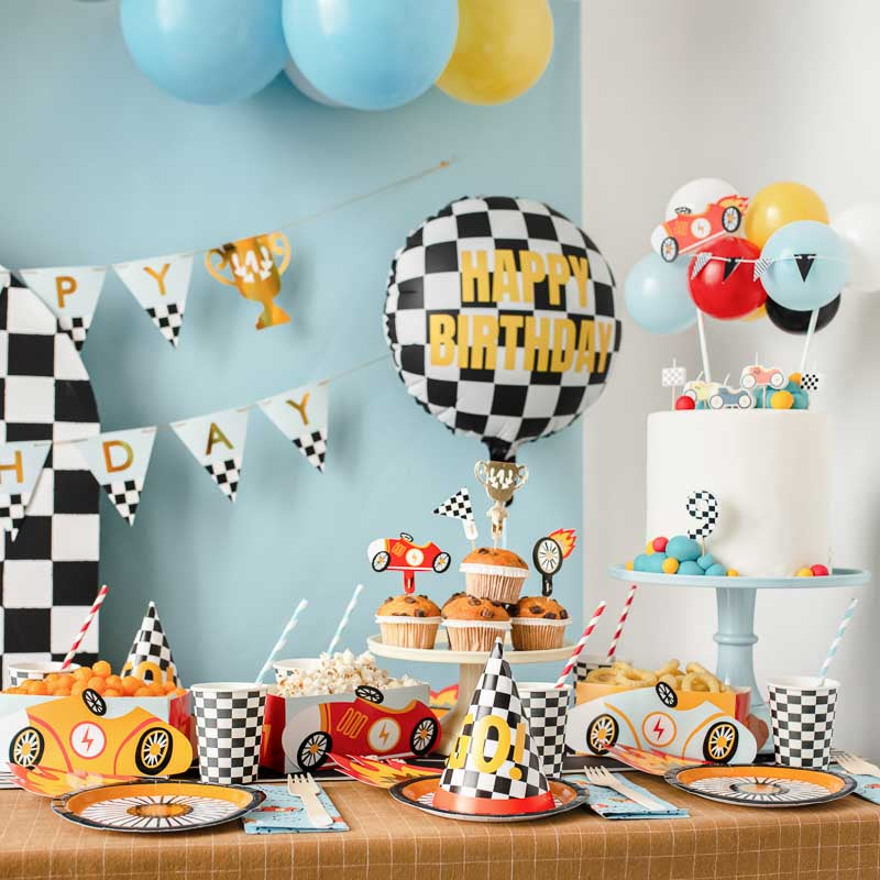 Autorennen Happy Birthday Folienballon