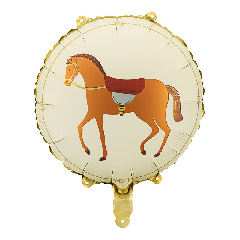 Pferde Folienballon / Crème / Rund