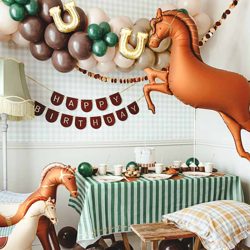 Steigbügel Tischdecke / Pferde Party / Grün – Printfetti