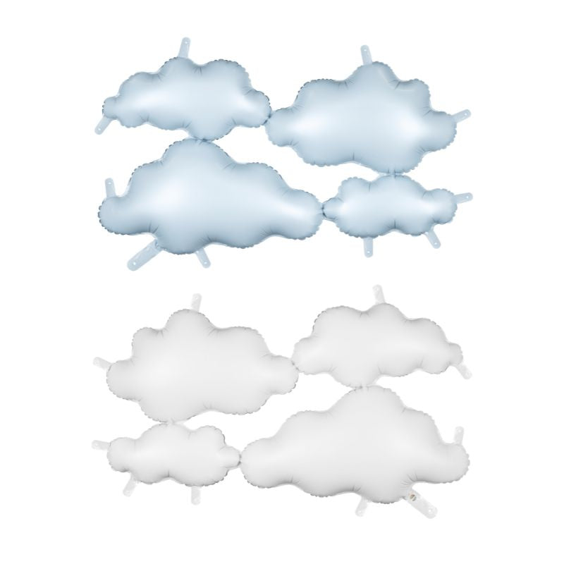 Wolken Folienballon / Doppelseitig / Weiß-Blau