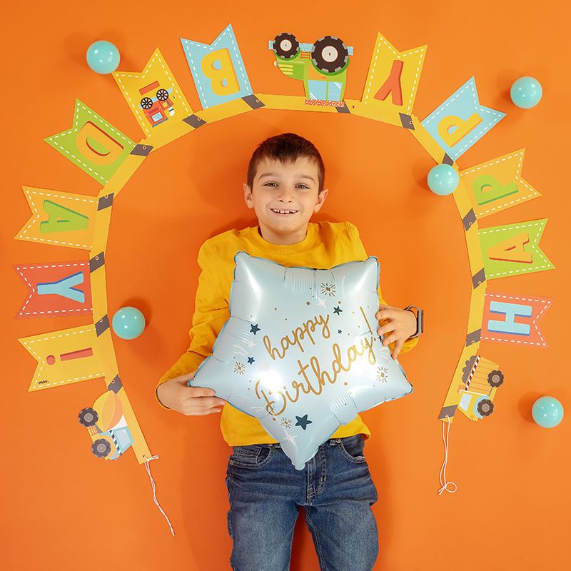 Happy Birthday Stern Folienballon / Hellblau