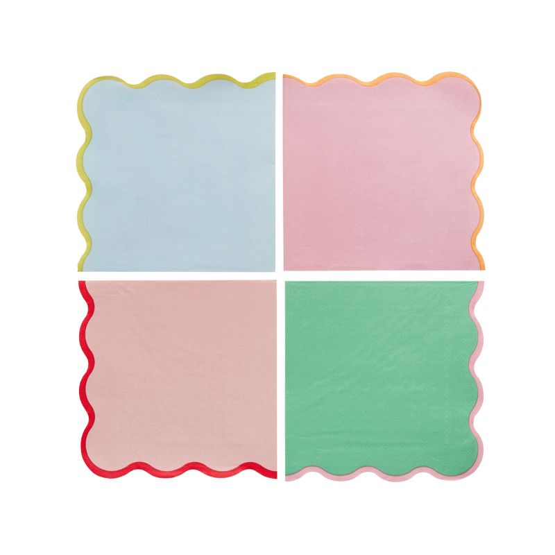 Bunte Servietten Wellenrand