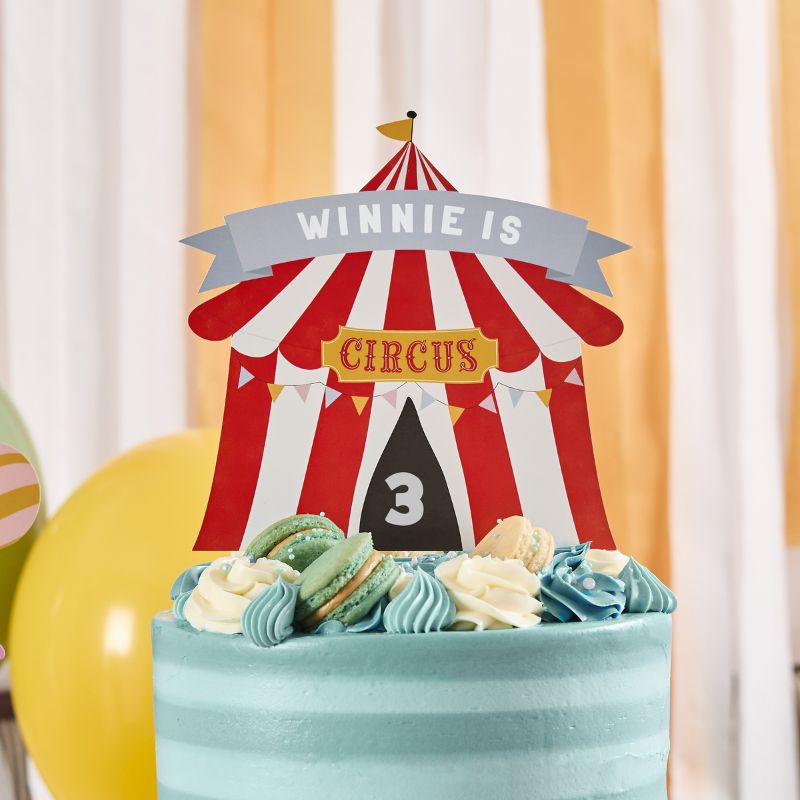 zelt deko geburtstag Zirkus Zelt Cake Topper / Personalisierbar – Printfetti