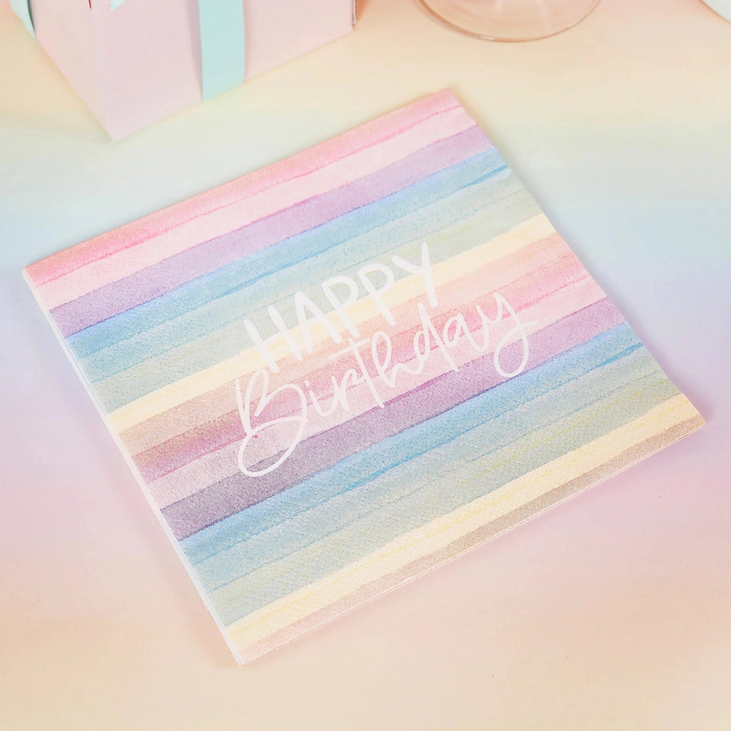Happy Birthday Servietten - Pastell 