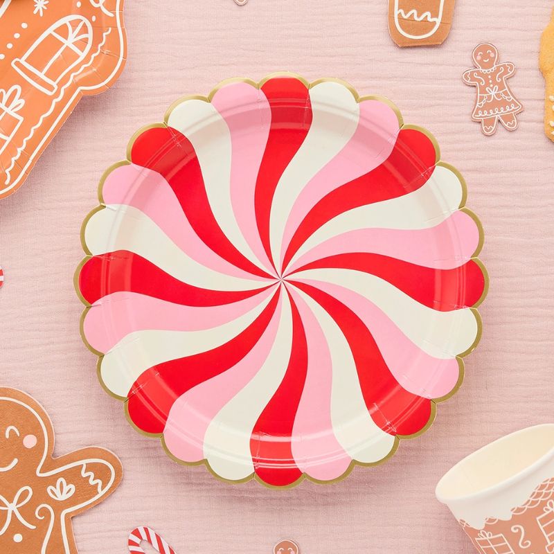 Swirl Bonbon Party Teller / Rosa-Rot 