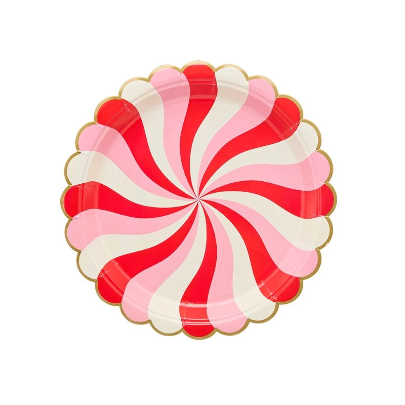 Swirl Bonbon Party Teller / Rosa-Rot 