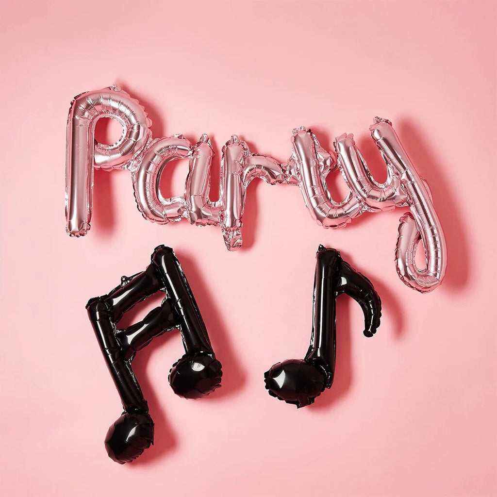 Musiknoten & Party Ballon Schriftzug Roségold