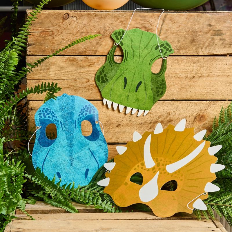 Bunte Dinosaurier Masken 
