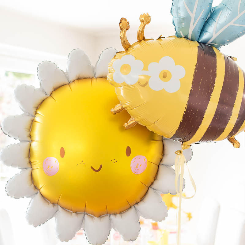 Gänseblümchen Folienballon mit Gesicht