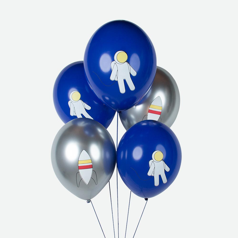 Weltraum Ballon Set - Blau-Silber