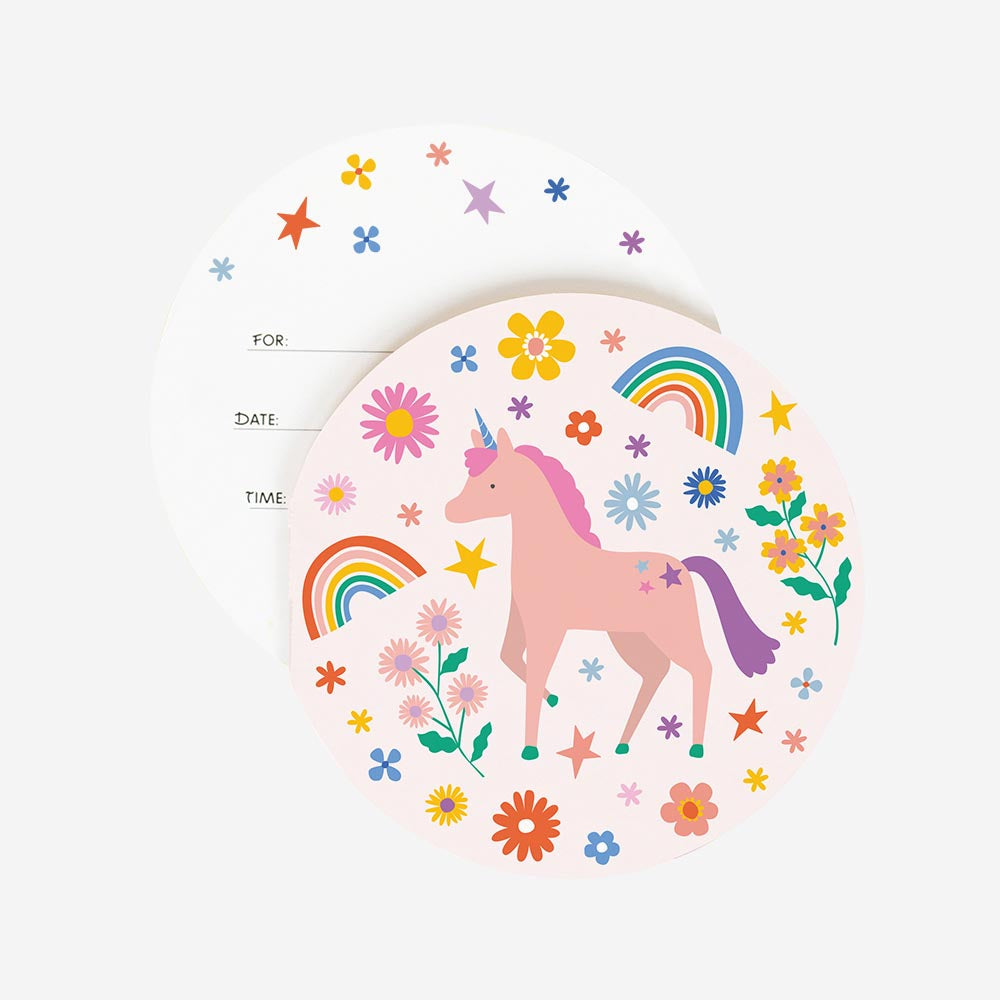 Blumen Einhorn Einladungskarten