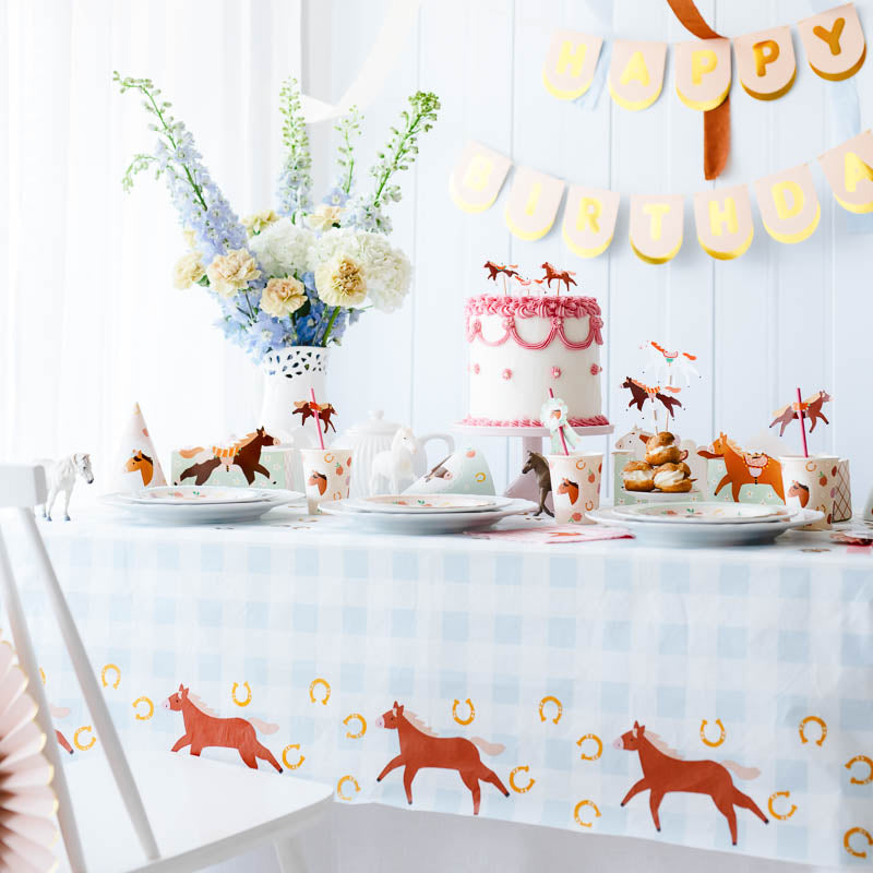 Papier Tischdecke / Pferde / Karos – Printfetti