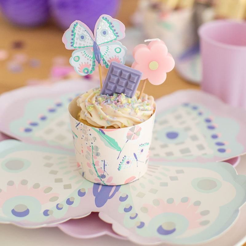 Schmetterling & Blumen Kerzen Set